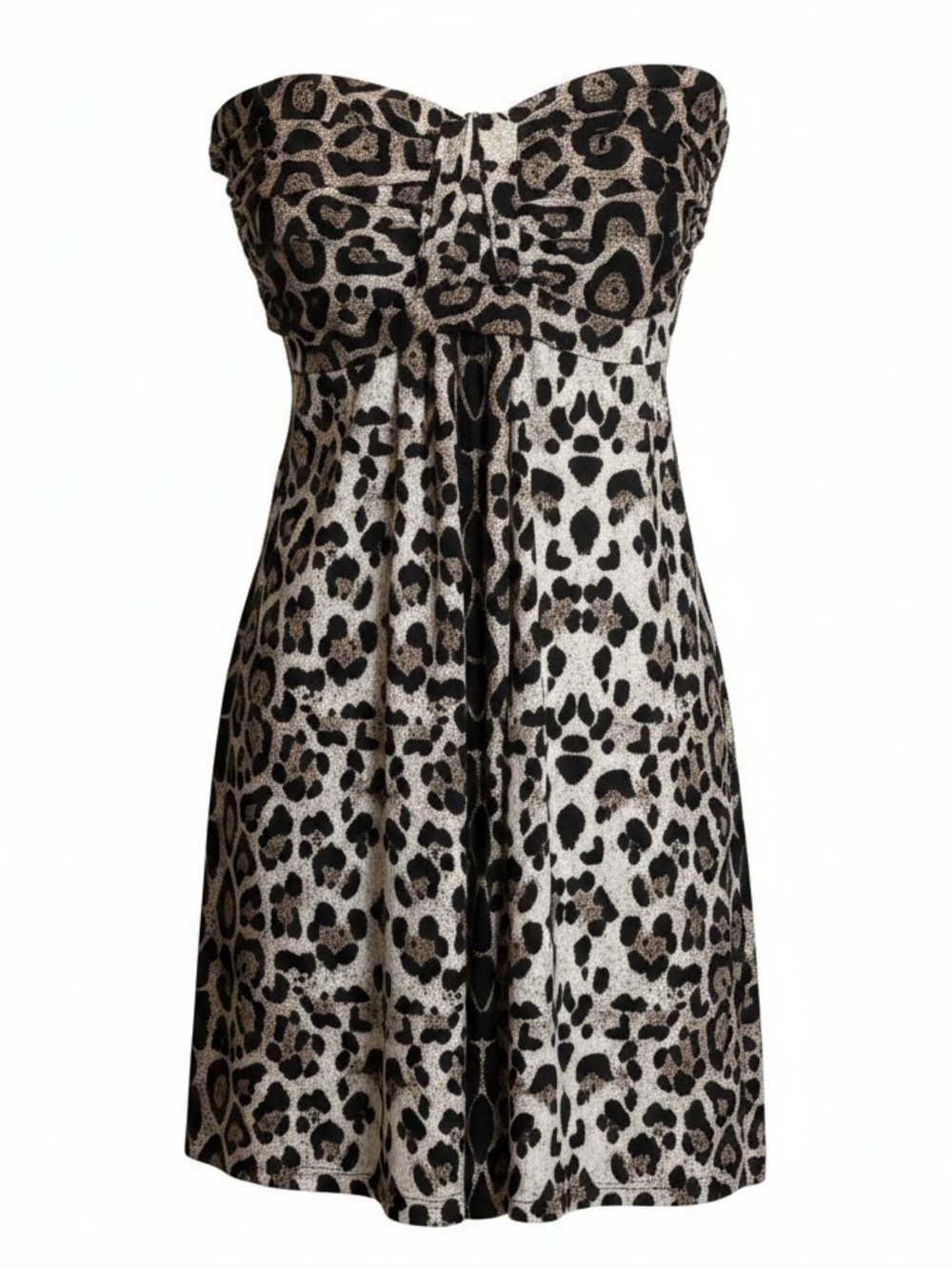 Coco Bianco size large strapless black-gray-tan animal print dress